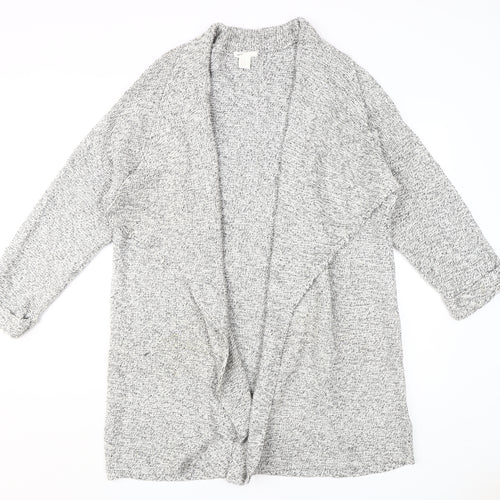 B Women's Grey Open-Knit Cardigan M/L