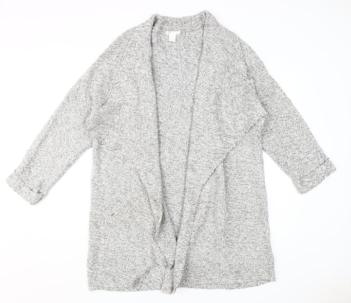 B Women's Grey Open-Knit Cardigan M/L