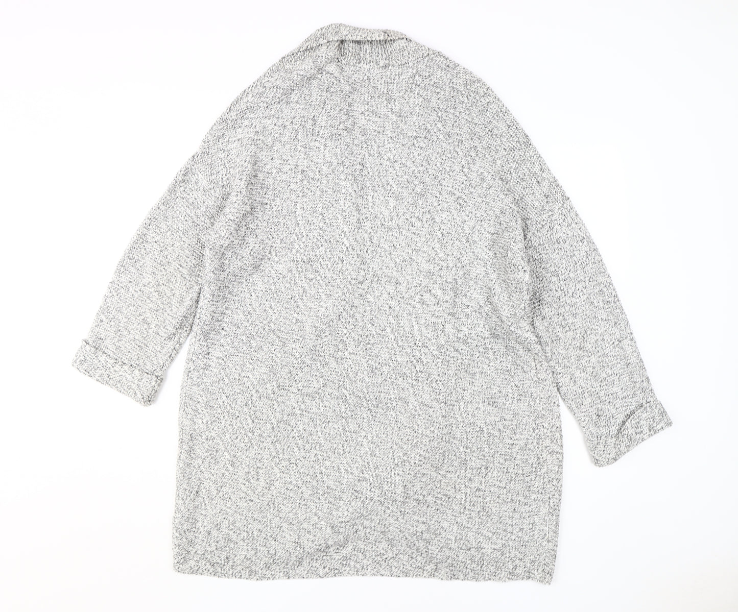 B Women's Grey Open-Knit Cardigan M/L