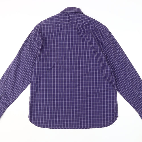 Next Men's Purple Check Long Sleeve Dress Shirt L