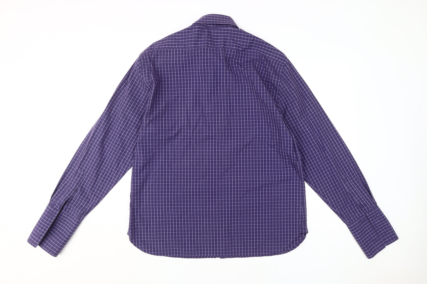 Next Men's Purple Check Long Sleeve Dress Shirt L