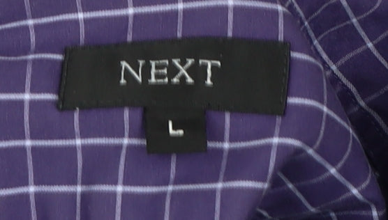 Next Men's Purple Check Long Sleeve Dress Shirt L