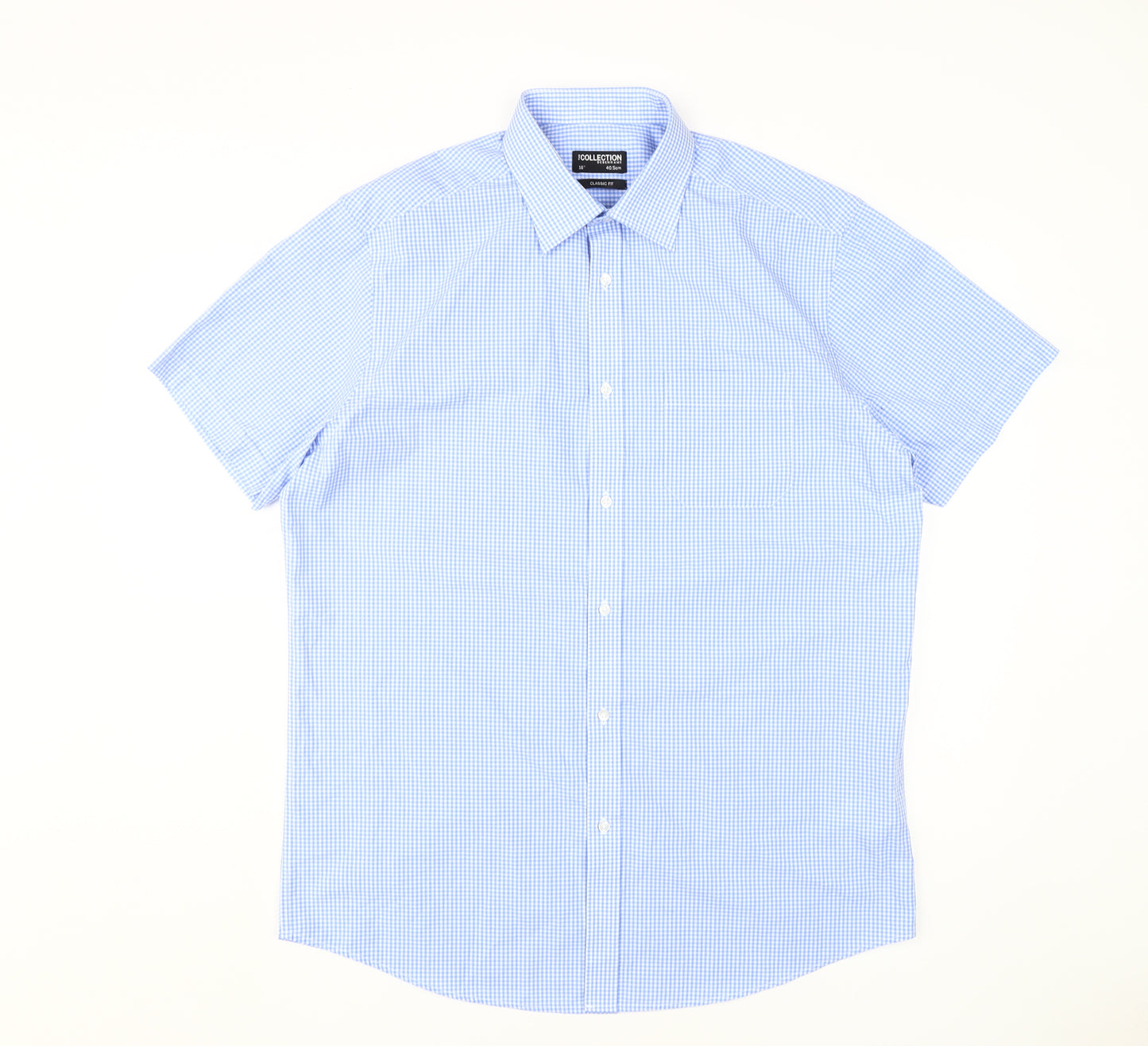 Debenhams Men's Blue Check Short Sleeve Classic Fit Shirt
