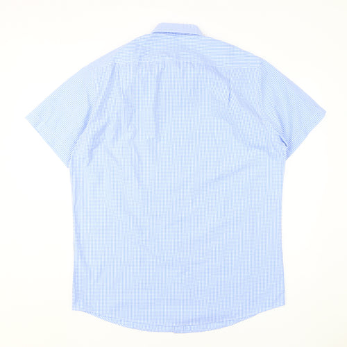 Debenhams Men's Blue Check Short Sleeve Classic Fit Shirt
