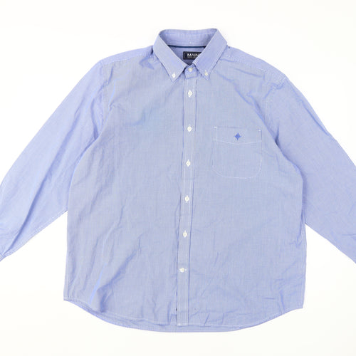 Maine New England Men's Blue Check Dress Shirt L