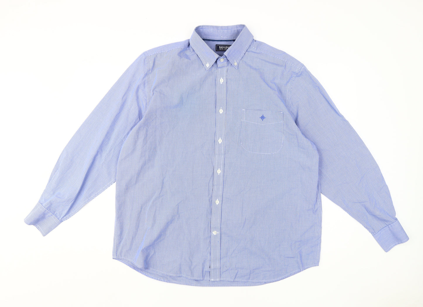 Maine New England Men's Blue Check Dress Shirt L