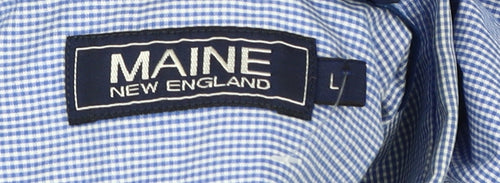 Maine New England Men's Blue Check Dress Shirt L