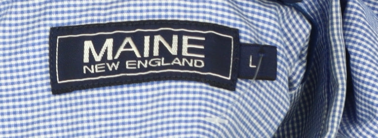 Maine New England Men's Blue Check Dress Shirt L