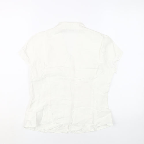 Minuet Women's White Linen Blouse Size 10 Button Casual