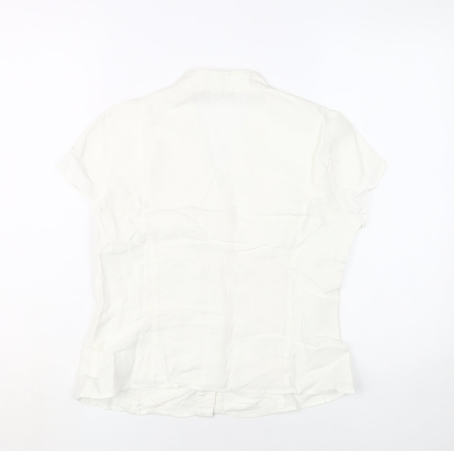 Minuet Women's White Linen Blouse Size 10 Button Casual