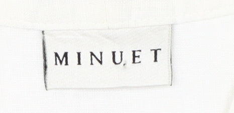 Minuet Women's White Linen Blouse Size 10 Button Casual