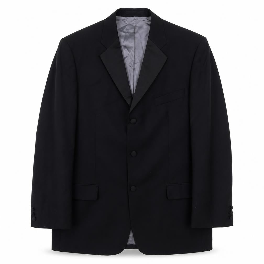 Front view of Pierre Balmain Men's Black Blazer Jacket, size 42, Long