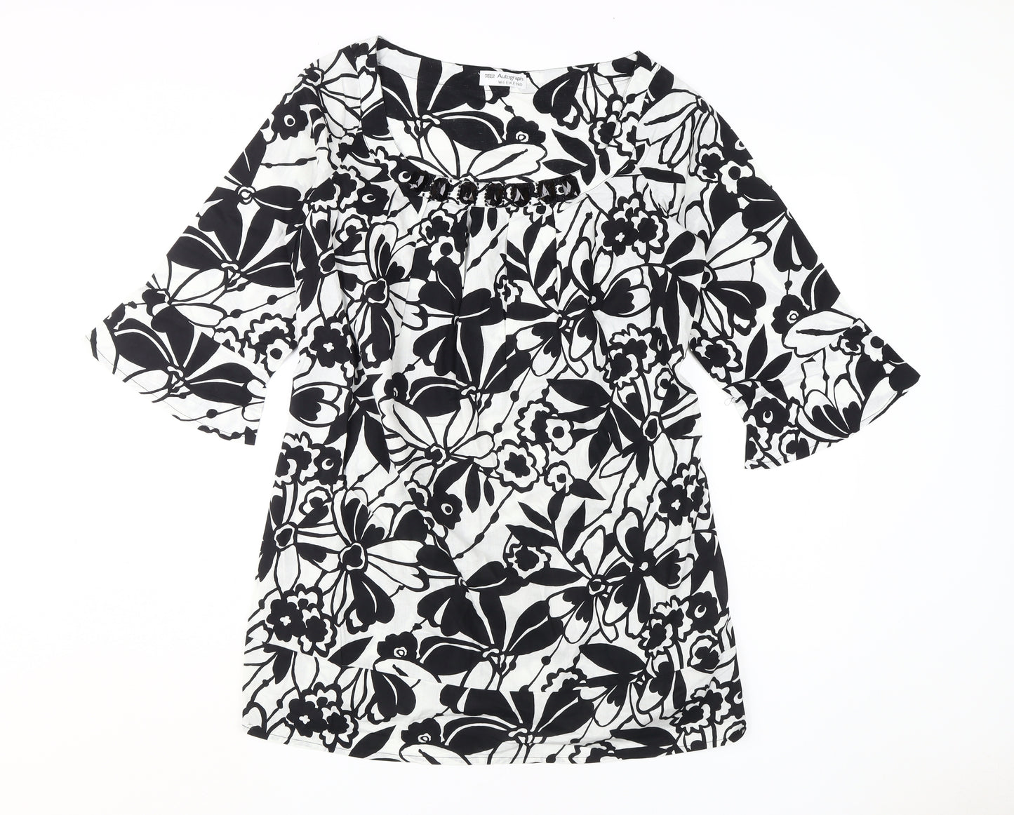 Marks and Spencer Women's Black Floral Shift Dress, Size 14