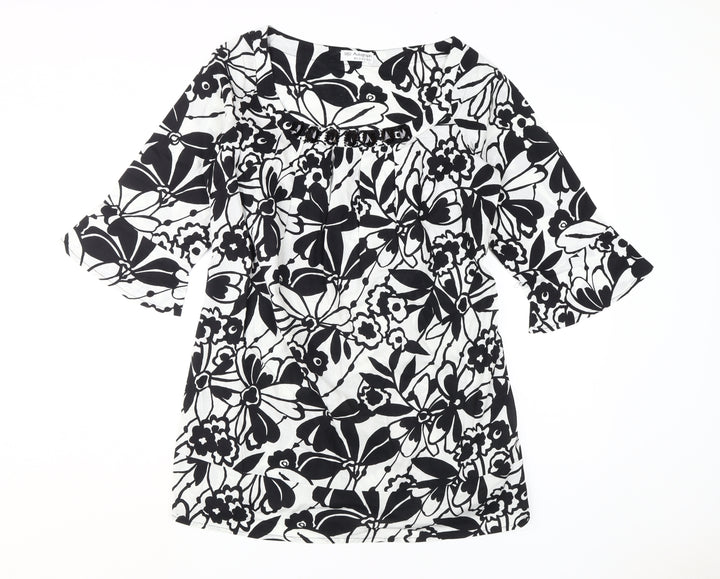 Marks and Spencer Women's Black Floral Shift Dress, Size 14