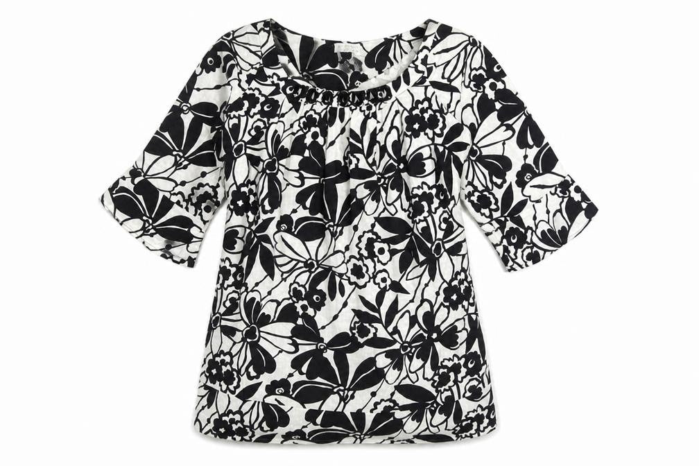 Front view of Marks & Spencer Women's Black Floral Shift Dress, size 14
