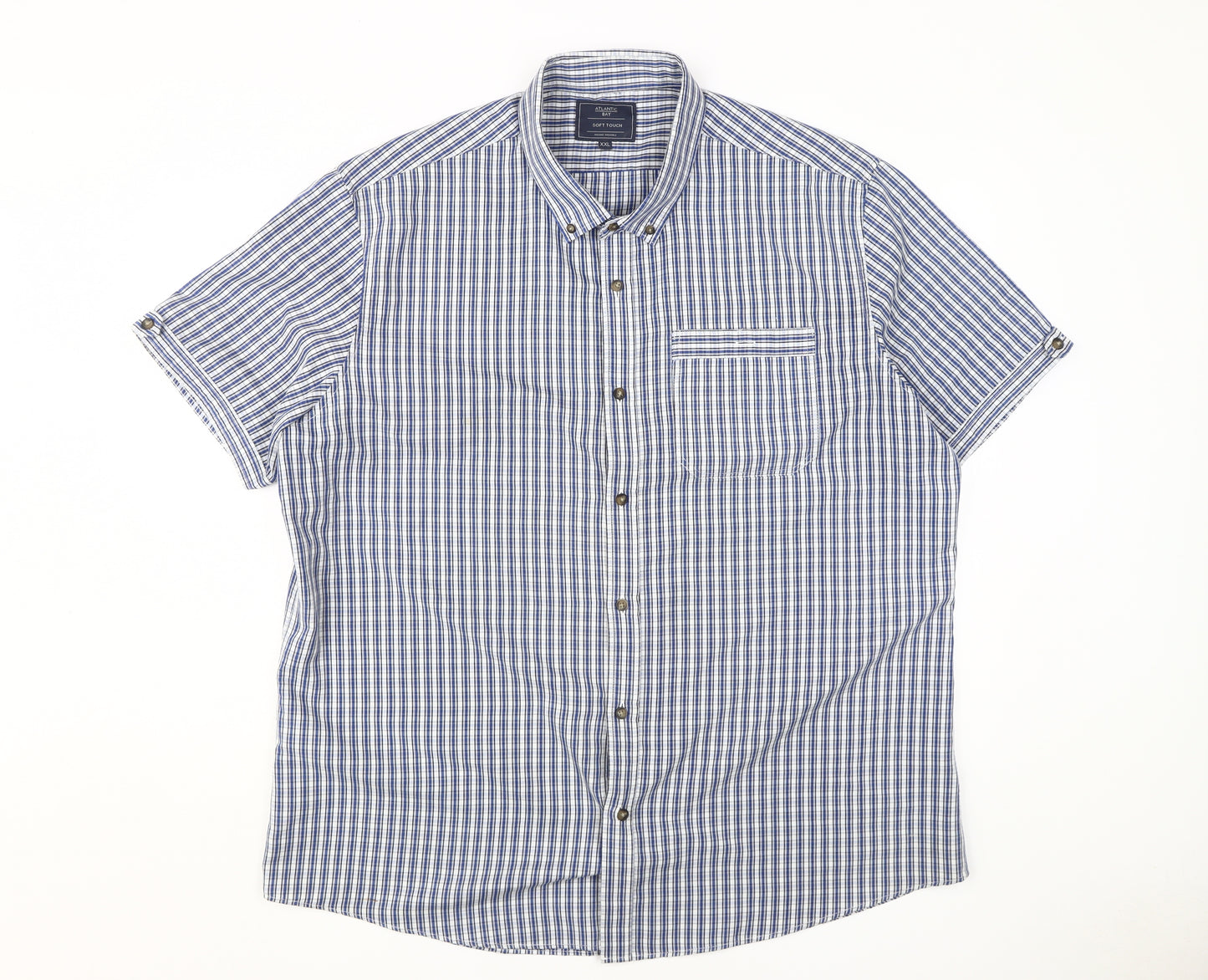 Atlantic Bay Men's Blue Check 2XL Short Sleeve Shirt