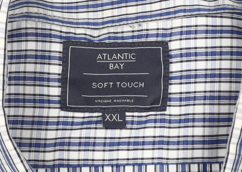 Atlantic Bay Men's Blue Check 2XL Short Sleeve Shirt