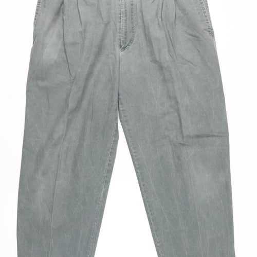 BHS Men's Green Pleated Trousers 40W29L Casual