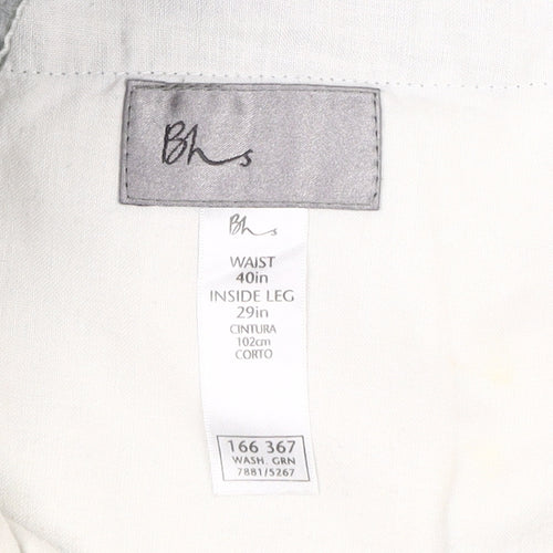 BHS Men's Green Pleated Trousers 40W29L Casual