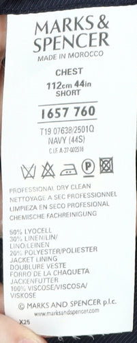 Marks and Spencer Men's Blue Blazer 44 Short Jacket