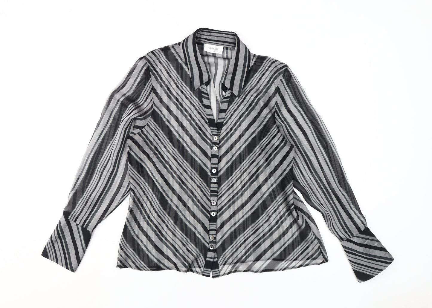Wallis Petite Women's Multicoloured Striped Button-Up Shirt, Size 14