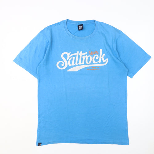 Saltrock Men's Blue Graphic Logo T-Shirt, Size L, Crew Neck