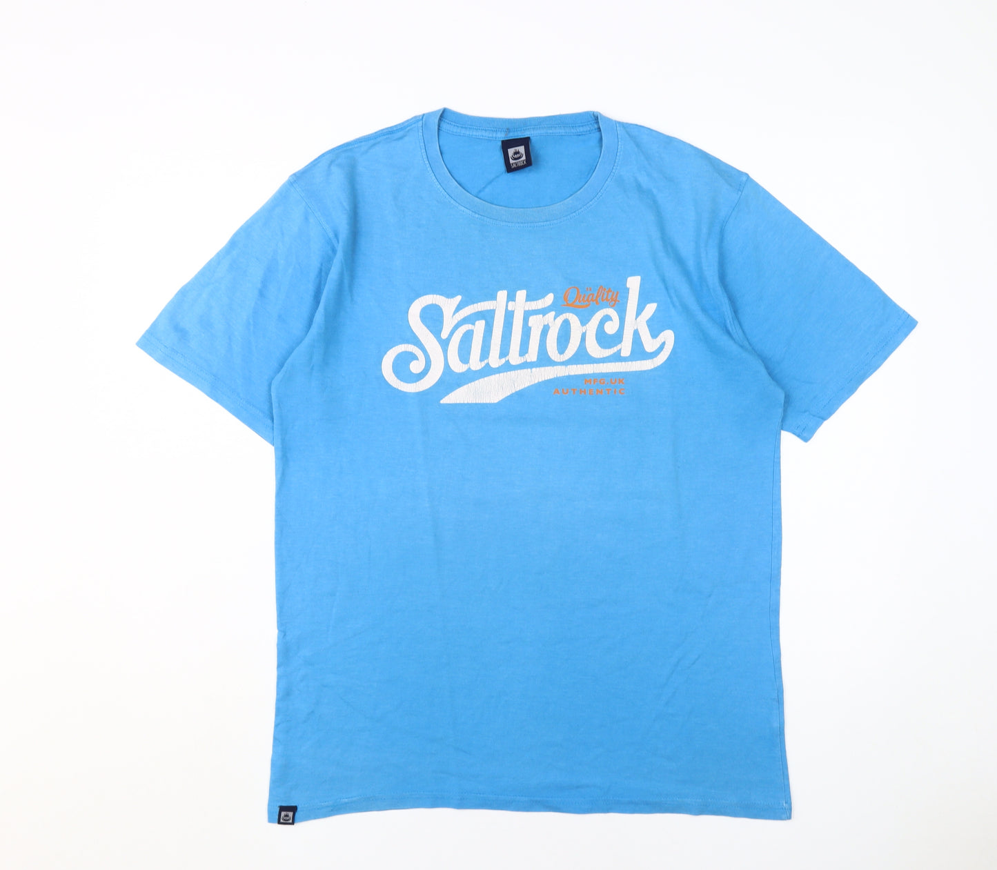 Saltrock Men's Blue Graphic Logo T-Shirt, Size L, Crew Neck