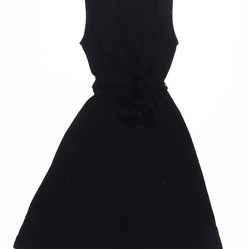 Warehouse Women's Black A-Line Belted Dress Size 6