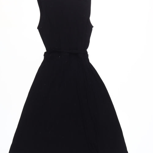 Warehouse Women's Black A-Line Belted Dress Size 6