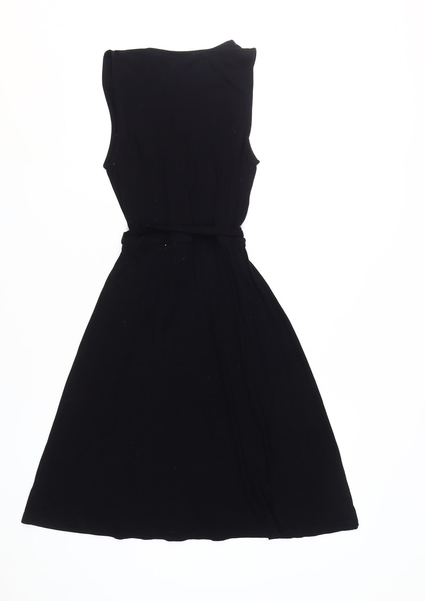 Warehouse Women's Black A-Line Belted Dress Size 6
