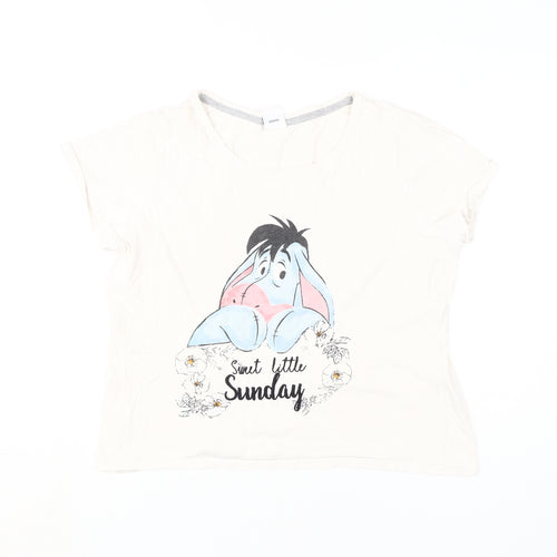 Disney Women's Ivory Eeyore Pyjama Top Size 10