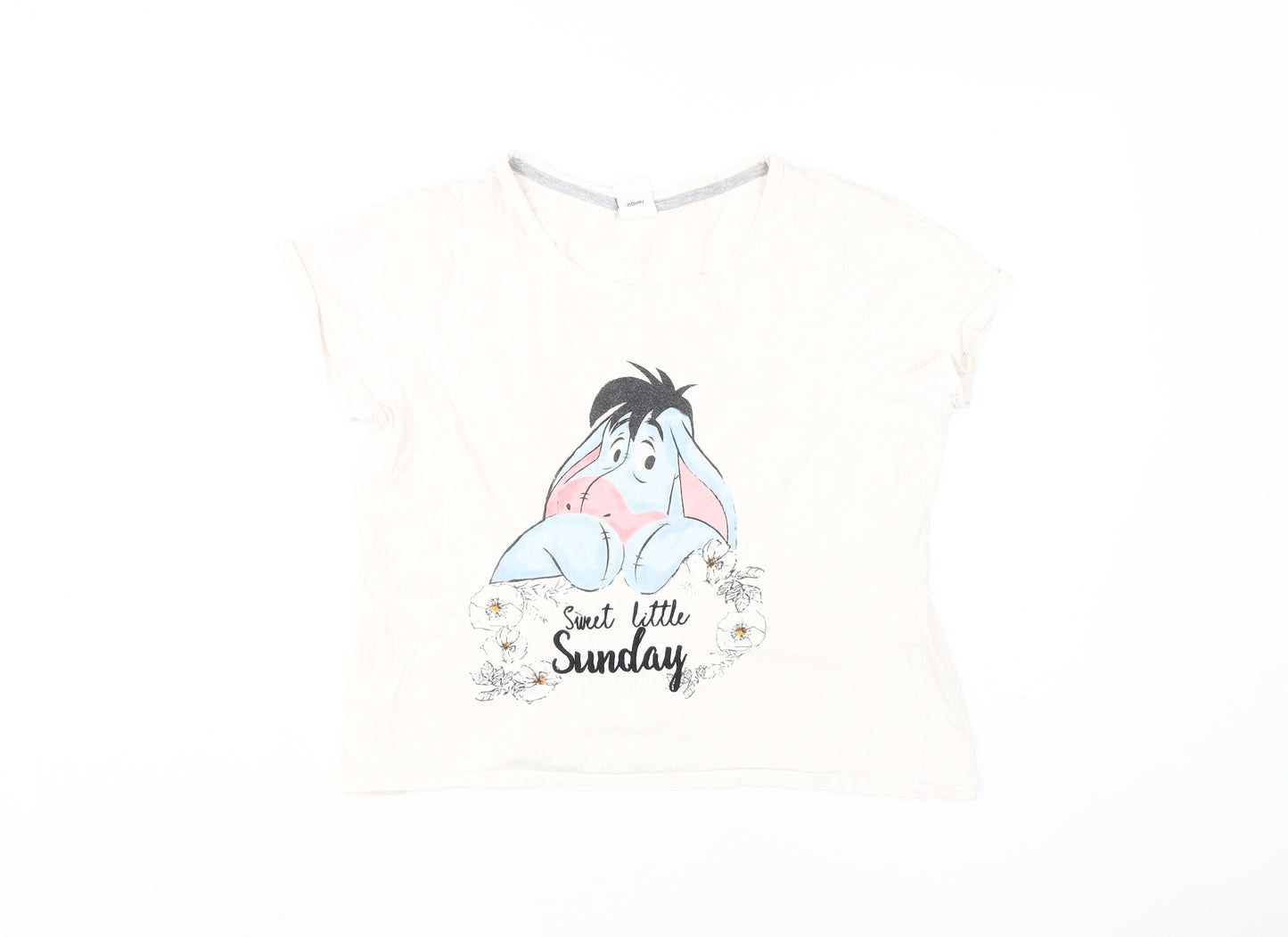 Disney Women's Ivory Eeyore Pyjama Top Size 10