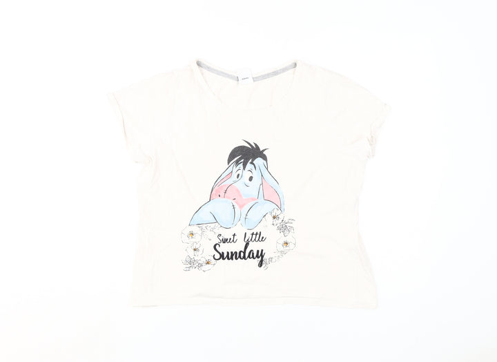 Disney Women's Ivory Eeyore Pyjama Top Size 10