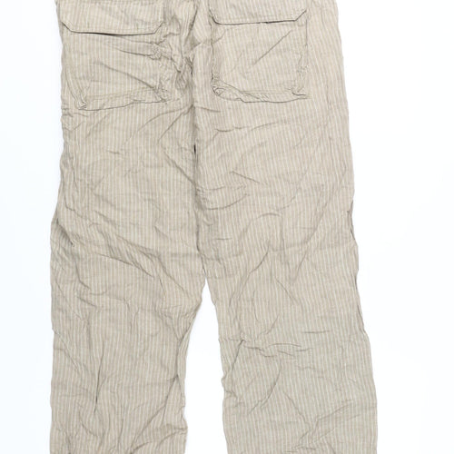 Next Men's Beige Cargo Trousers, Size Large, Linen