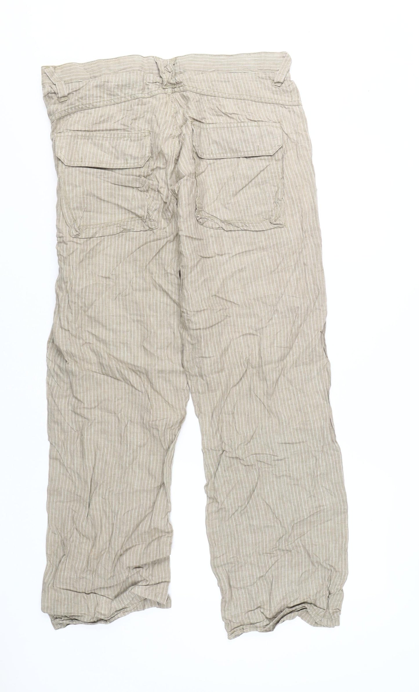 Next Men's Beige Cargo Trousers, Size Large, Linen