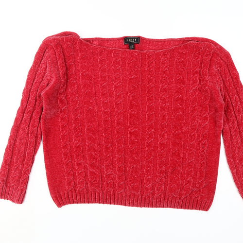 Lipsy Women's Red Cable-Knit Pullover Jumper Size 12