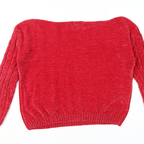 Lipsy Women's Red Cable-Knit Pullover Jumper Size 12