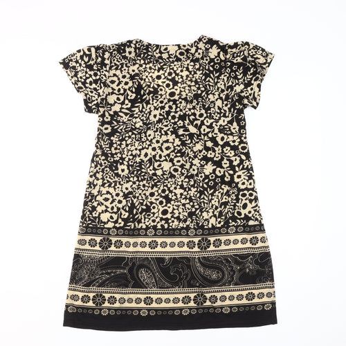 Yumi Women's Black Floral Shift Dress S
