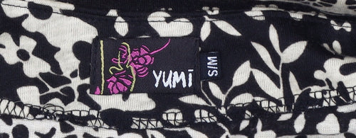 Yumi Women's Black Floral Shift Dress S
