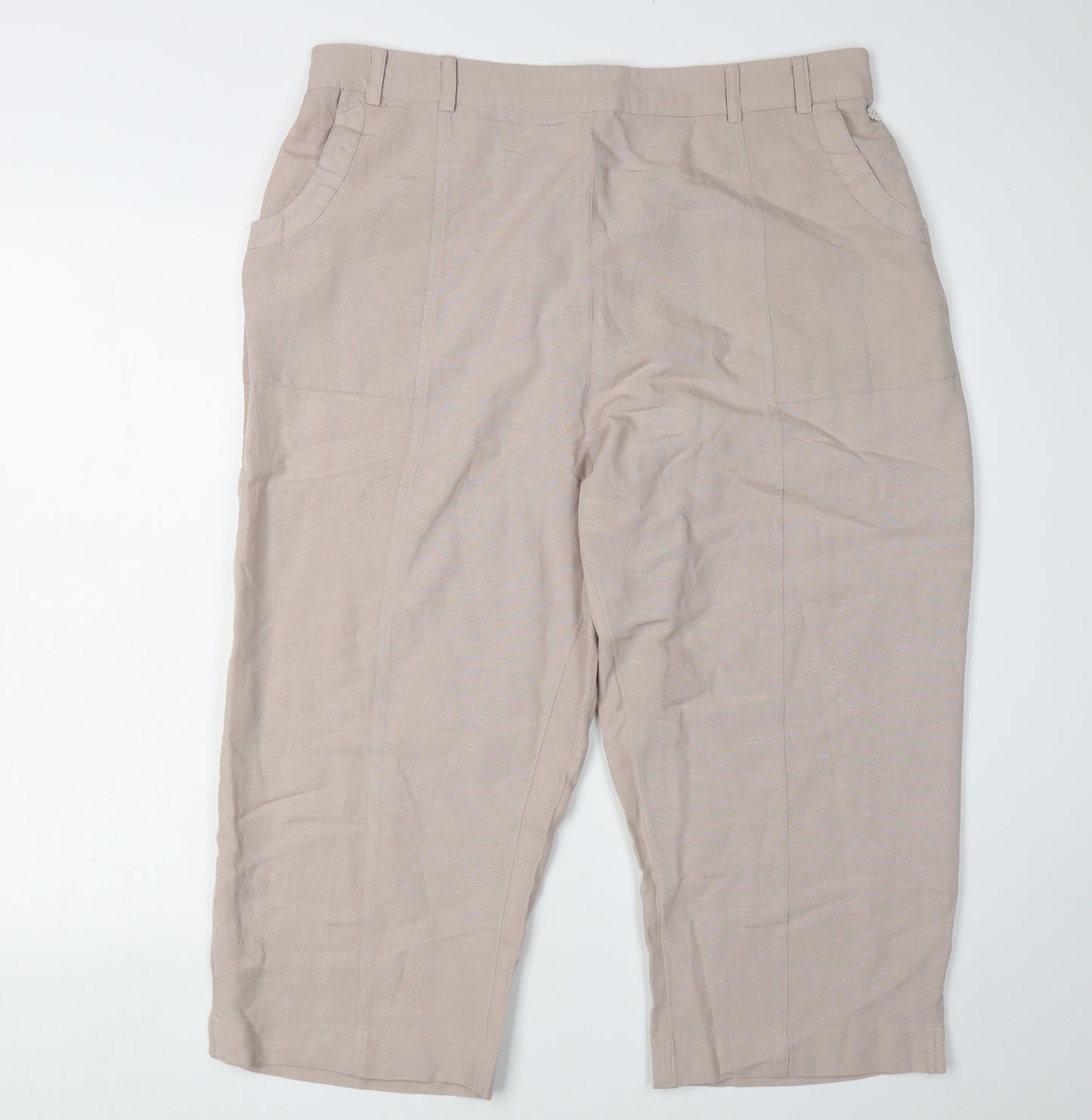 Pennyplain Women's Beige Straight Leg Trousers 18-20