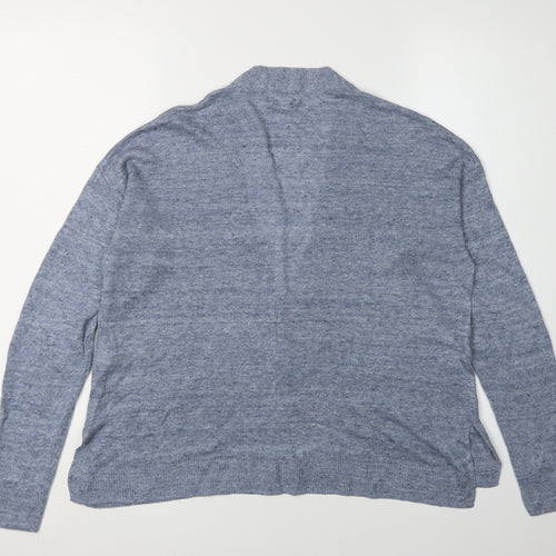 Fat Face Women's Blue Cardigan Size 12 Linen V-Neck