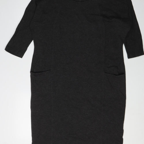 Jaeger Women's Black Shift Dress L 3/4 Sleeve