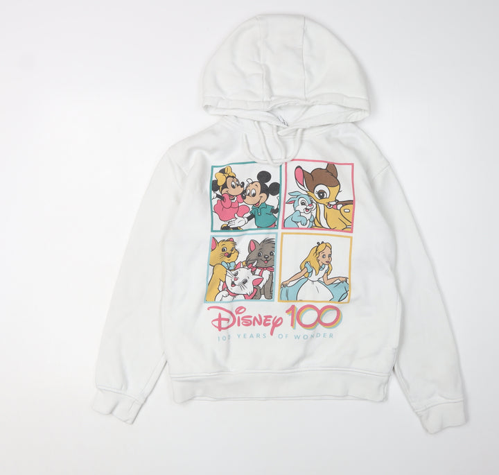 Primark Disney White Hoodie, Women's 2XS Pullover, Logo Accents