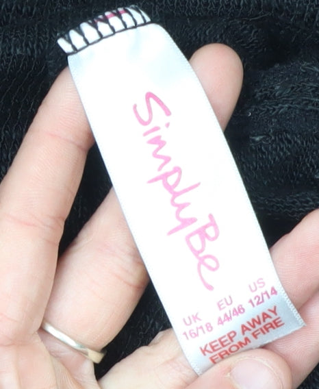 Simply Be Women Black 16/18 V-Neck Pullover Jumper