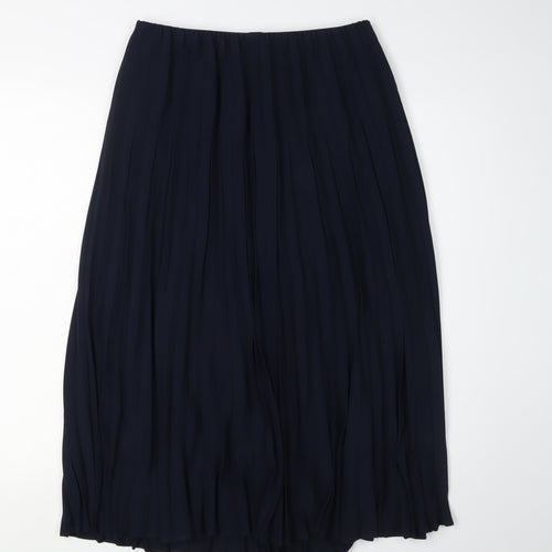 Uniqlo Women's Blue Pleated Midi Skirt - M