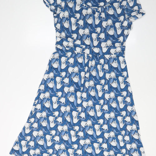 Seasalt Cornwall Women's Blue Floral Fit & Flare Dress Size 12