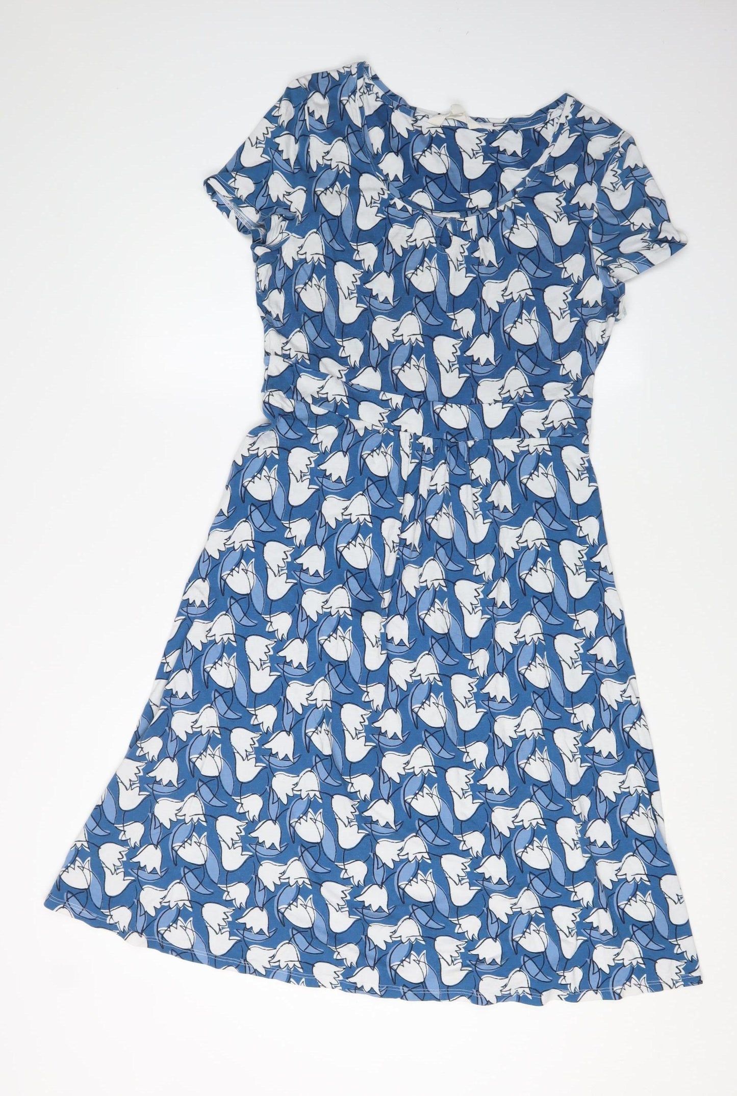 Seasalt Cornwall Women's Blue Floral Fit & Flare Dress Size 12
