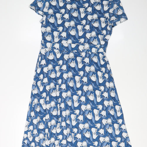 Seasalt Cornwall Women's Blue Floral Fit & Flare Dress Size 12