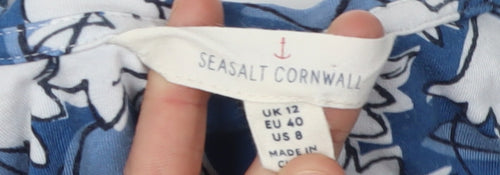 Seasalt Cornwall Women's Blue Floral Fit & Flare Dress Size 12