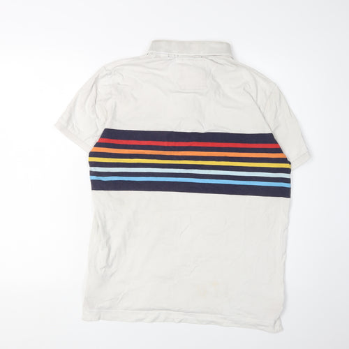 Superdry Men's White Striped Polo Size L Jersey